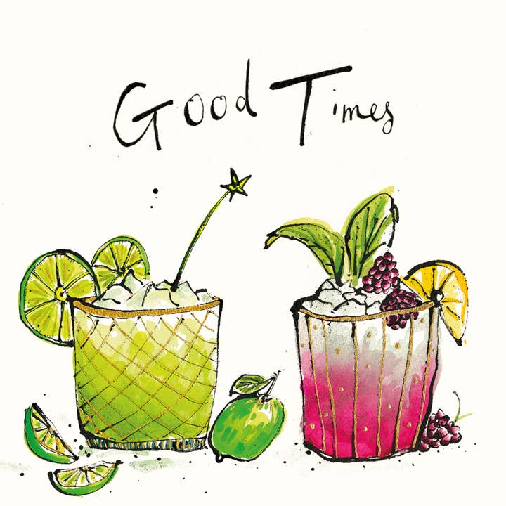 Good Times Cocktail Card for wholesale by Anna Wright Ltd