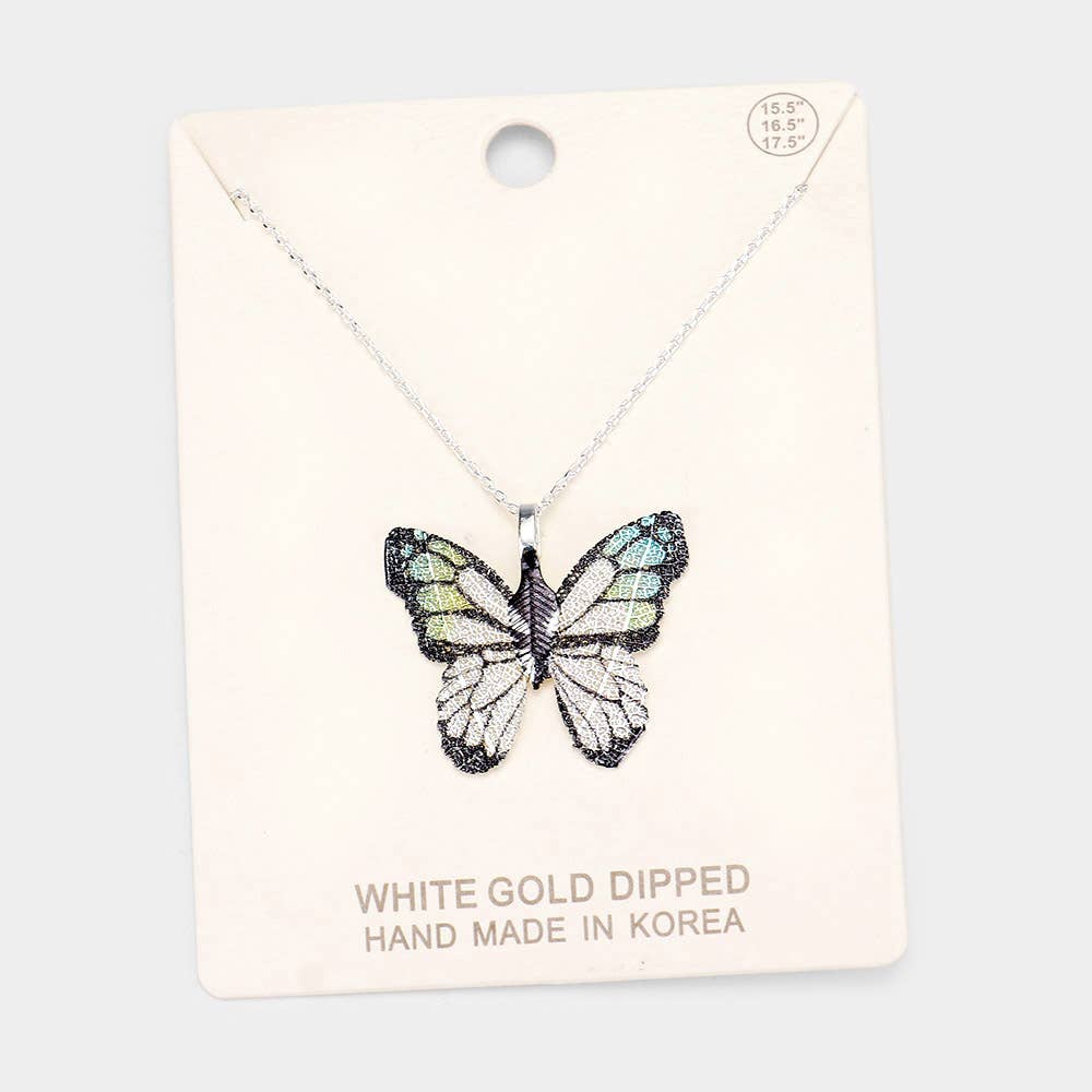 Sensibling Corp. – wholesale Pendant/charm necklace – Gold Dipped Textured Butterfly Pendant Necklace0