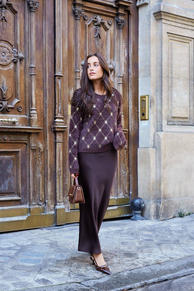 ELLI WHITE – wholesale Knitted jumper – Women′s – Knit sweater with sequin pattern1