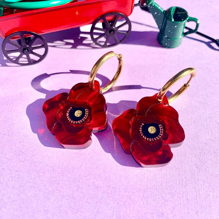 Not Picasso - Wholesale Hoop Earrings - Poppy Flowers