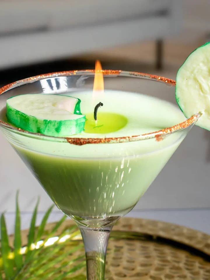 Cucumber Martini Candle for wholesale by Pink Spruce