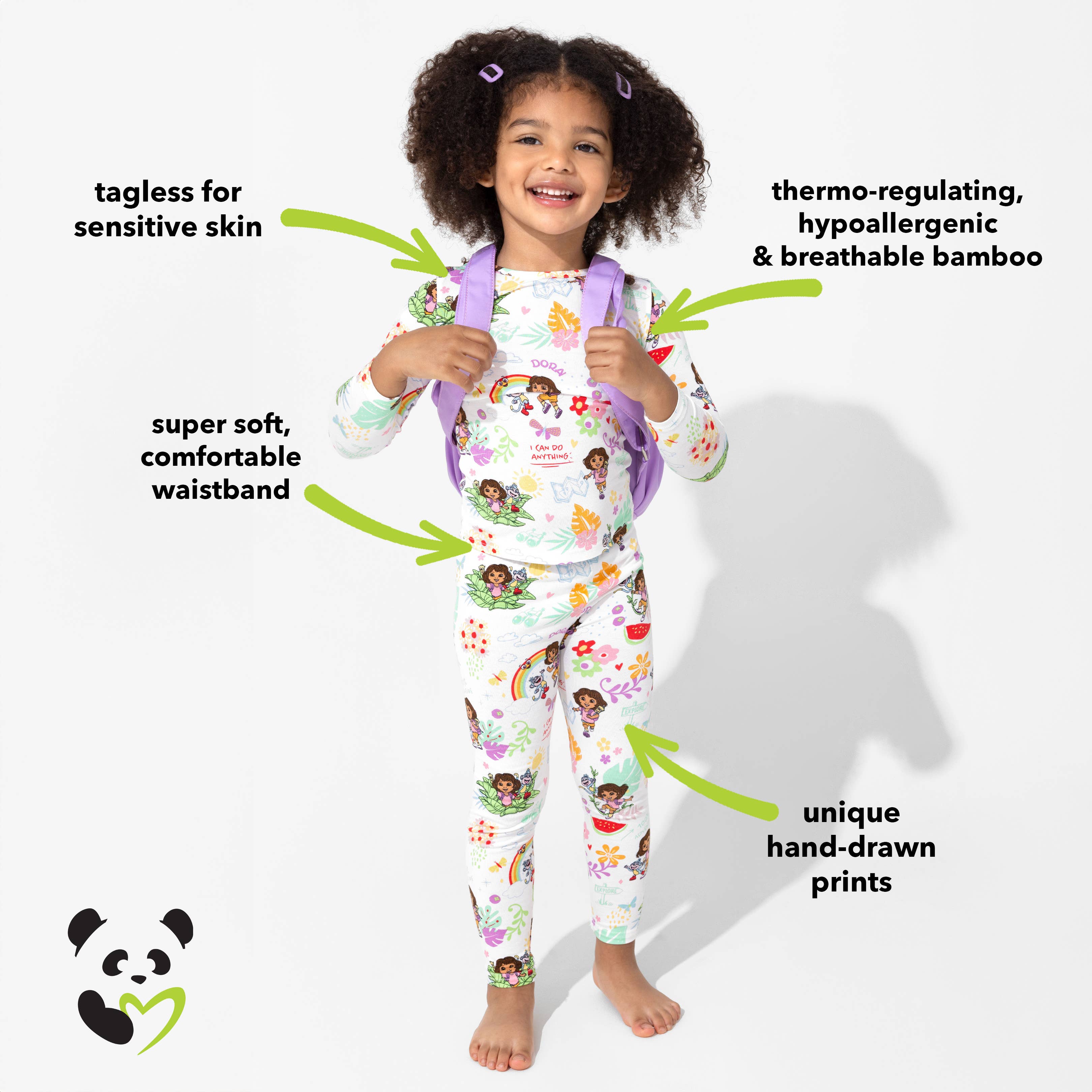 Bellabu Bear – Conjunto de pijama - Crianças por atacado – Dora: Sonhos Tropicais Pijamas de Criança em Bambu7