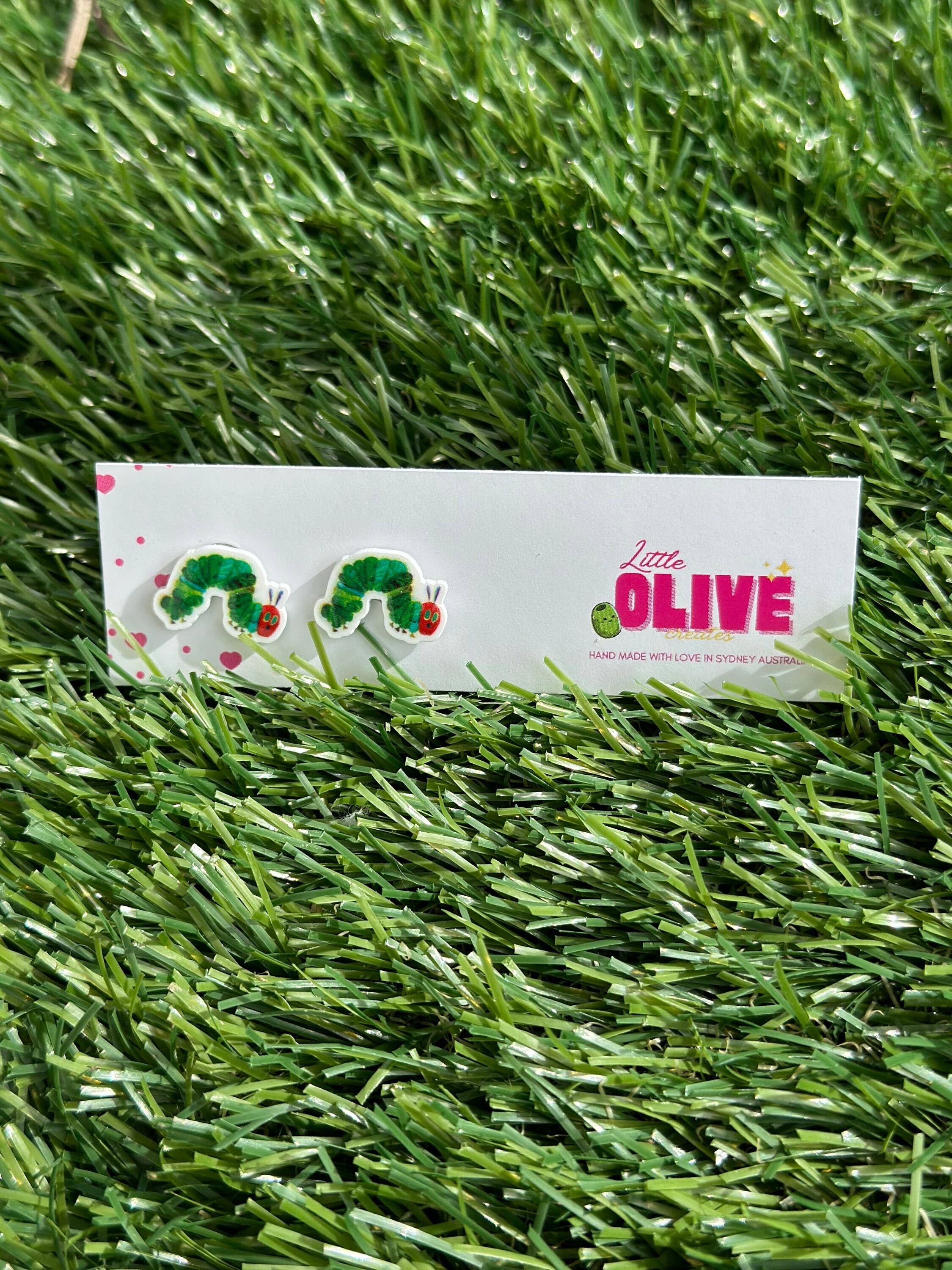 Little Olive Creates – wholesale Stud/post earrings – The Hungry Caterpillar Teacher Book Week Earrings5
