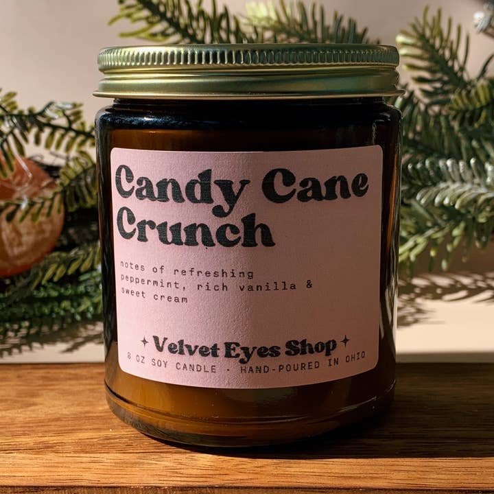 Velvet Eyes Shop - Wholesale Jar/Filled Candle - Candy Cane Crunch Soy Candle0