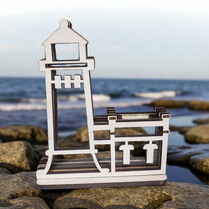 North Head Lighthouse Sea Glass Shadowbox, Medium for wholesale by Sea Glass Displays