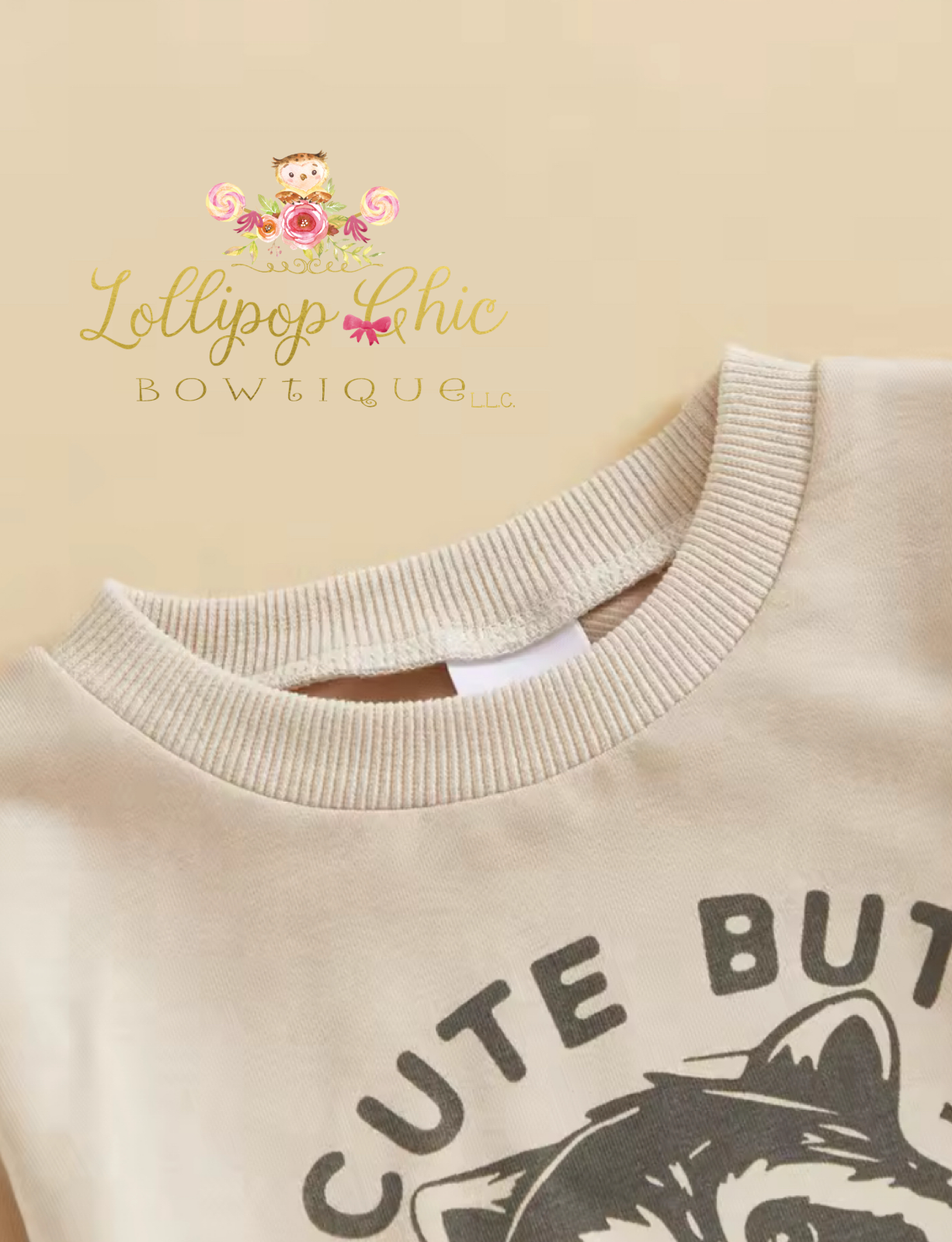 Lollipop Chic Bowtique LLC - Wholesale Top & Pant Set - Baby - Baby and Toddler Feral Racoon Sweats Set1