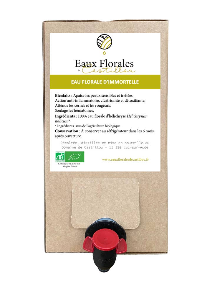 Imtelle Bio-Blütenwasser - Bag-in-Box 3L für den Großhandel von Eaux Florales de Castillou