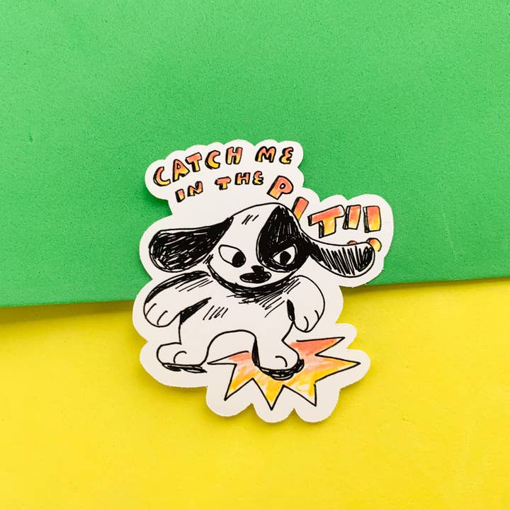 Autocollant en vinyle mat In The Pit pour la vente par Sophie Heywood