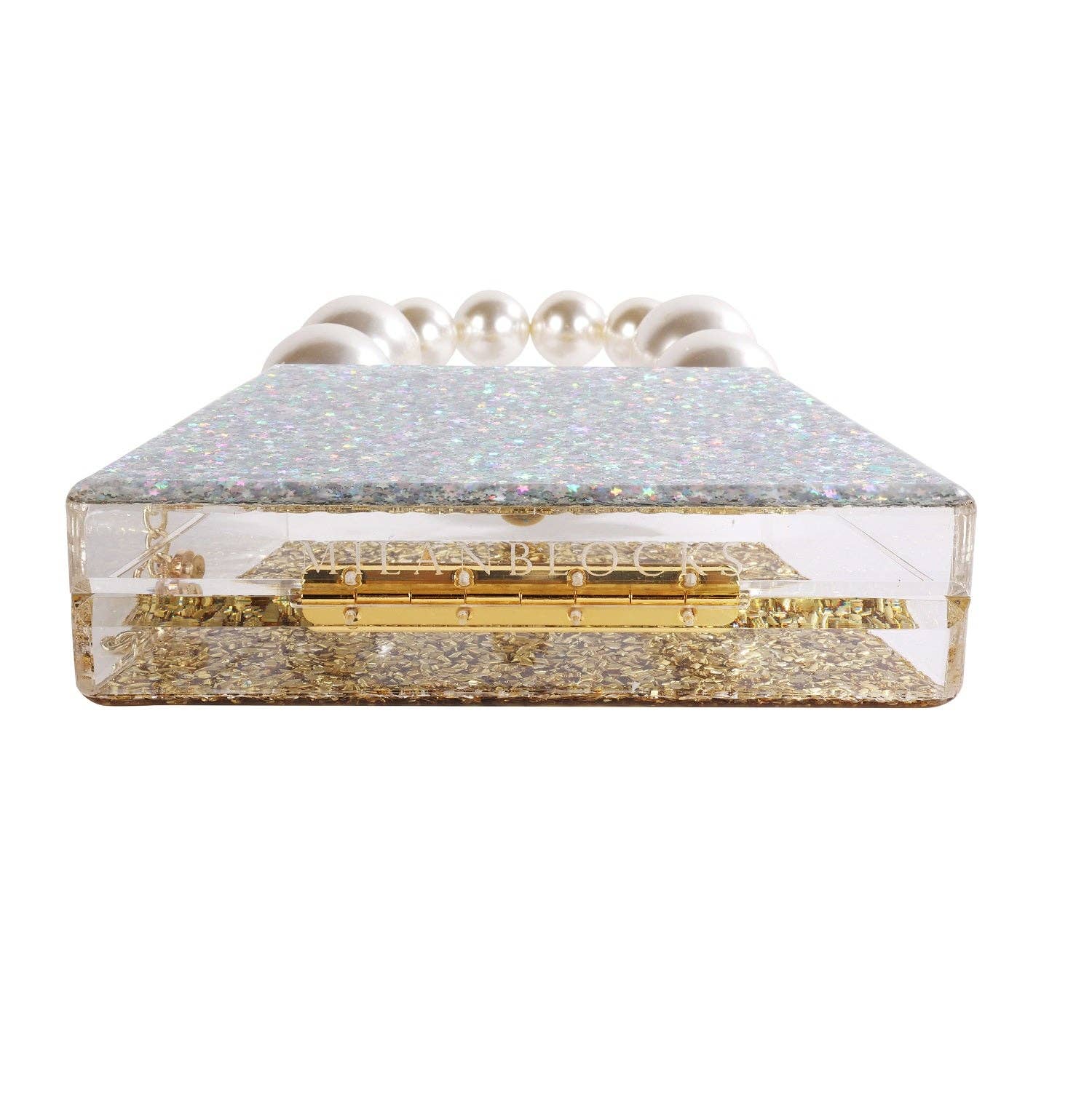 Milanblocks LLC - Vendita all'ingrosso Pochette - Donna - Pochette in Acrilico con Manico Superiore Forever Love Glitter6