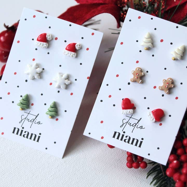 Studio Niani - Wholesale Stud/Post Earrings - Tiny Stud Earrings, Christmas Stud Earrings, Stud Pack2