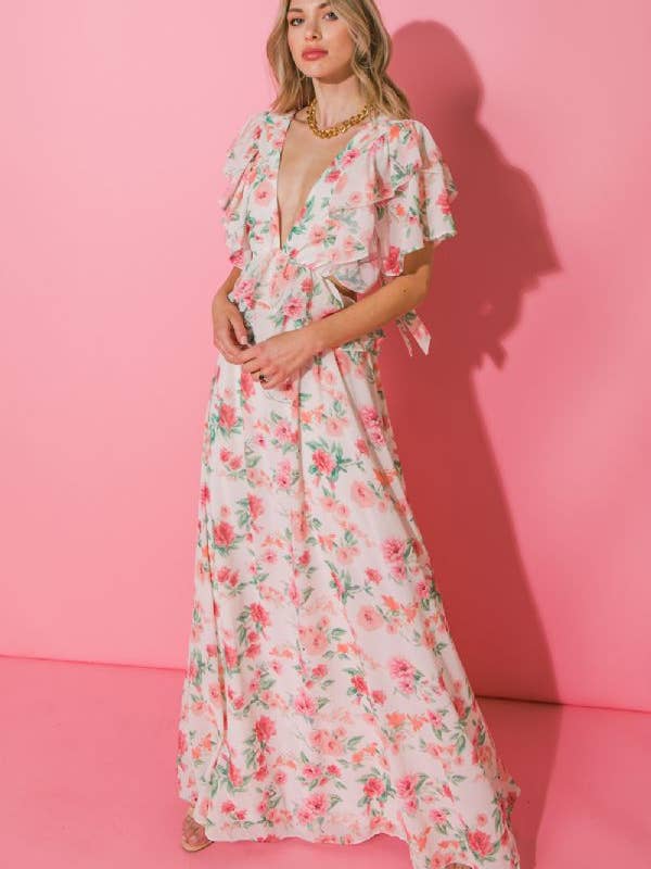 Une robe maxi tissée imprimée-LD1315 pour la vente par FLYING TOMATO