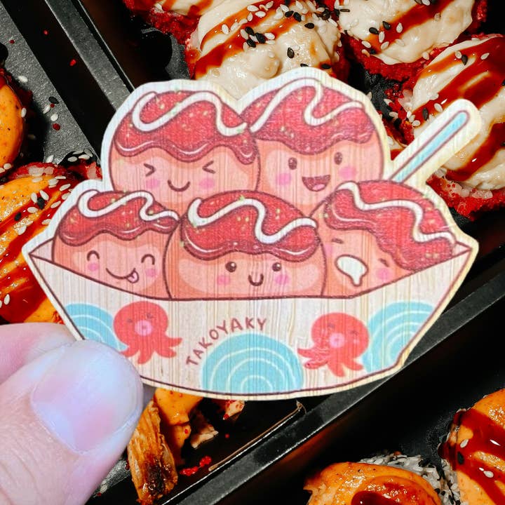 Takoyaki umweltfreundlicher Bambusaufkleber für den Großhandel von Bamboo Wood Stickers