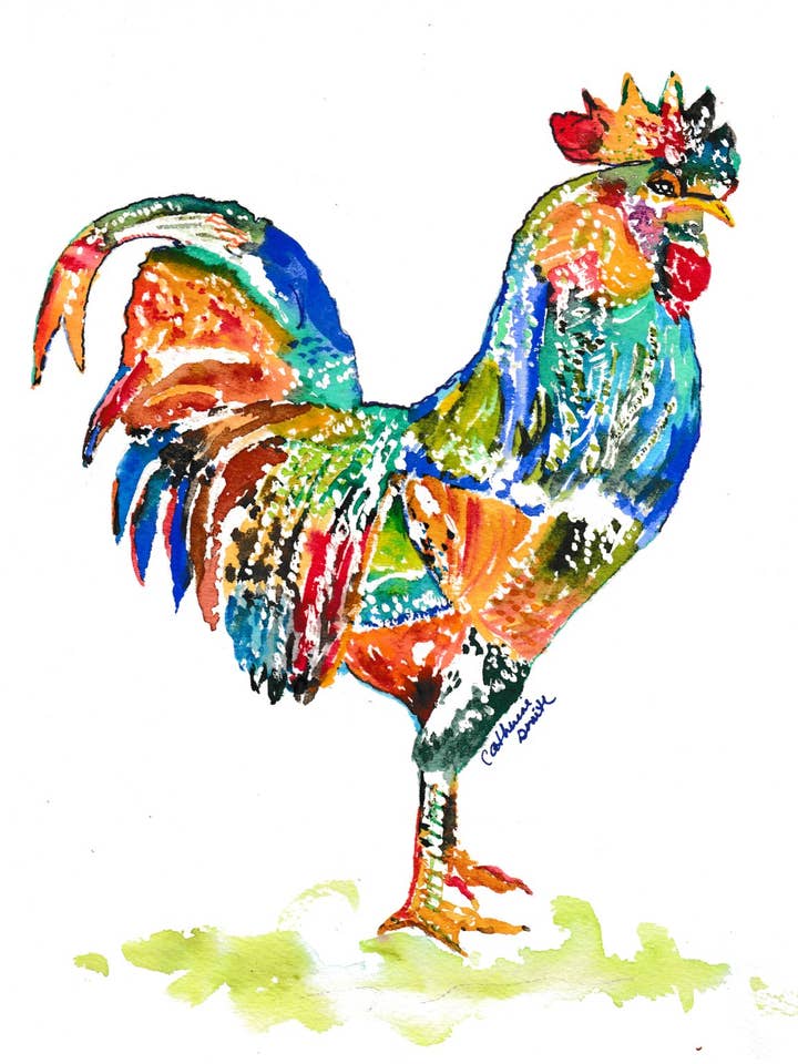 Rooster Stripes Boxed Note Cards Set for wholesale by Southern Bird Studio