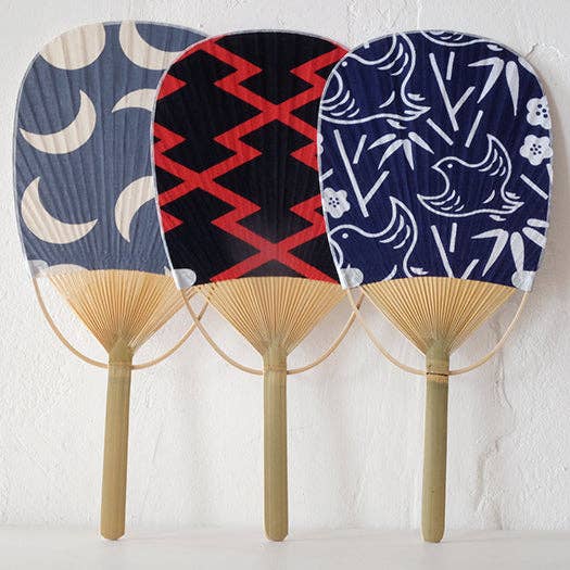 wagumi - Wholesale Handheld folding fan - Tenugui Moon Design Marugame Fan1