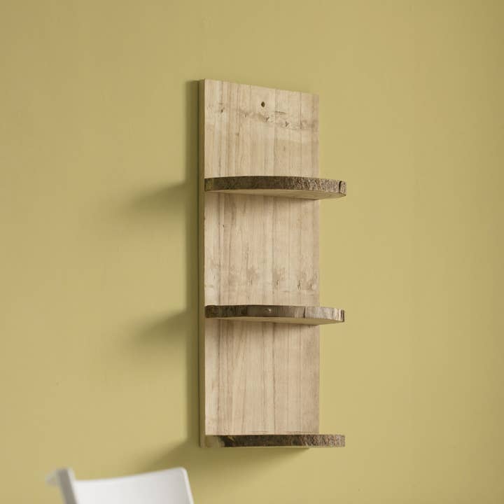 Quickway Imports - Wholesale Free Standing Shelf - Natural Wooden Three Sliced Log Wood Shelf Display