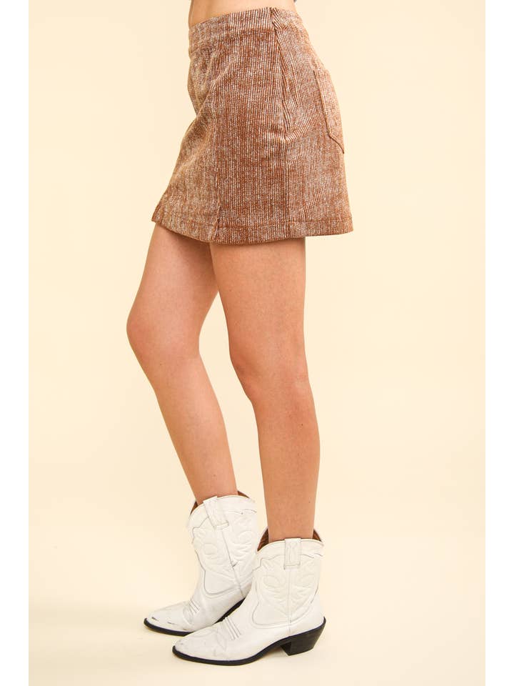 VERY J - Wholesale Skirt - Women's - NS50115-Washed Corduroy Fall Mini Skirt