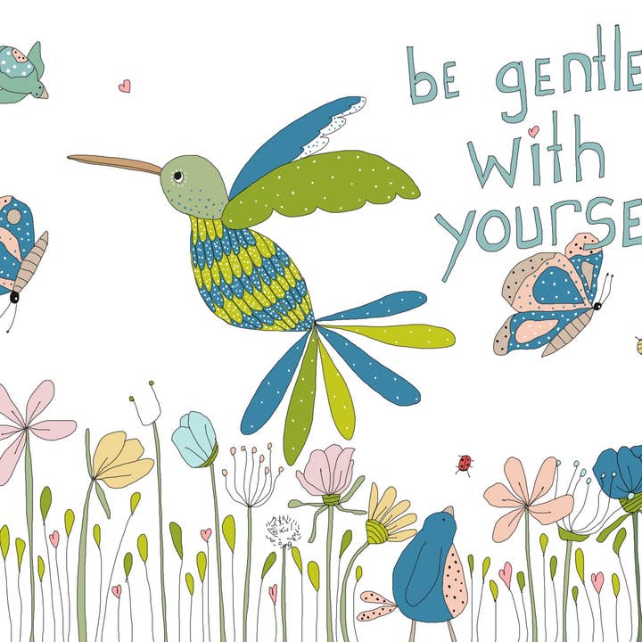 Greeting card "Be gentle with yourself" for wholesale by Elle Bee Art Studio