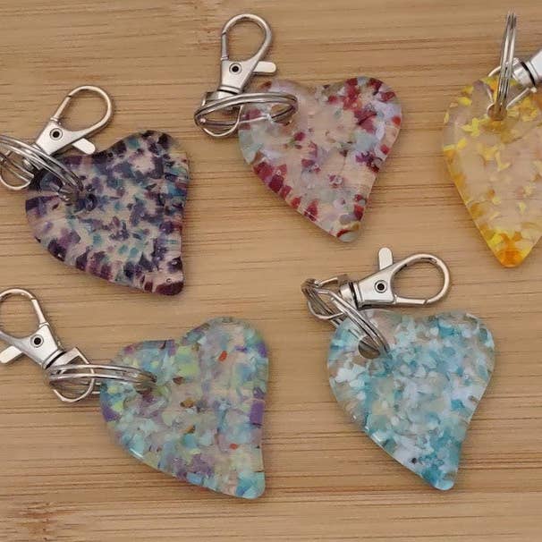 Fused Glass Heart Keychain Wholesale for wholesale by Mellyn's