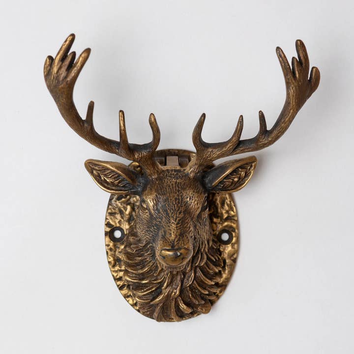 Stag Door Knocker - Heritage Finish for wholesale by Brass bee