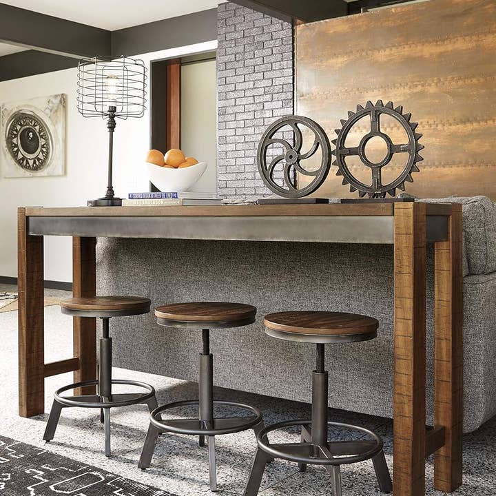 Torjin Industrial 24" Adjustable Height Barstool, 2 Count, Brown for wholesale on Faire3