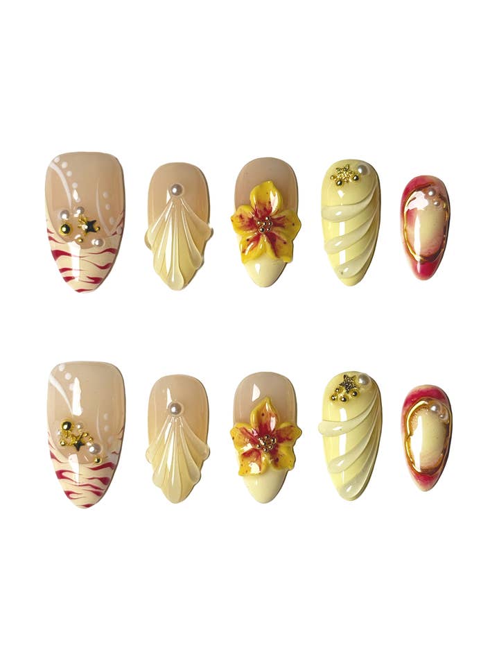 Belle Yellow Sunkissed 3D Flower Nails for wholesale by Claws Instant Nails LLC