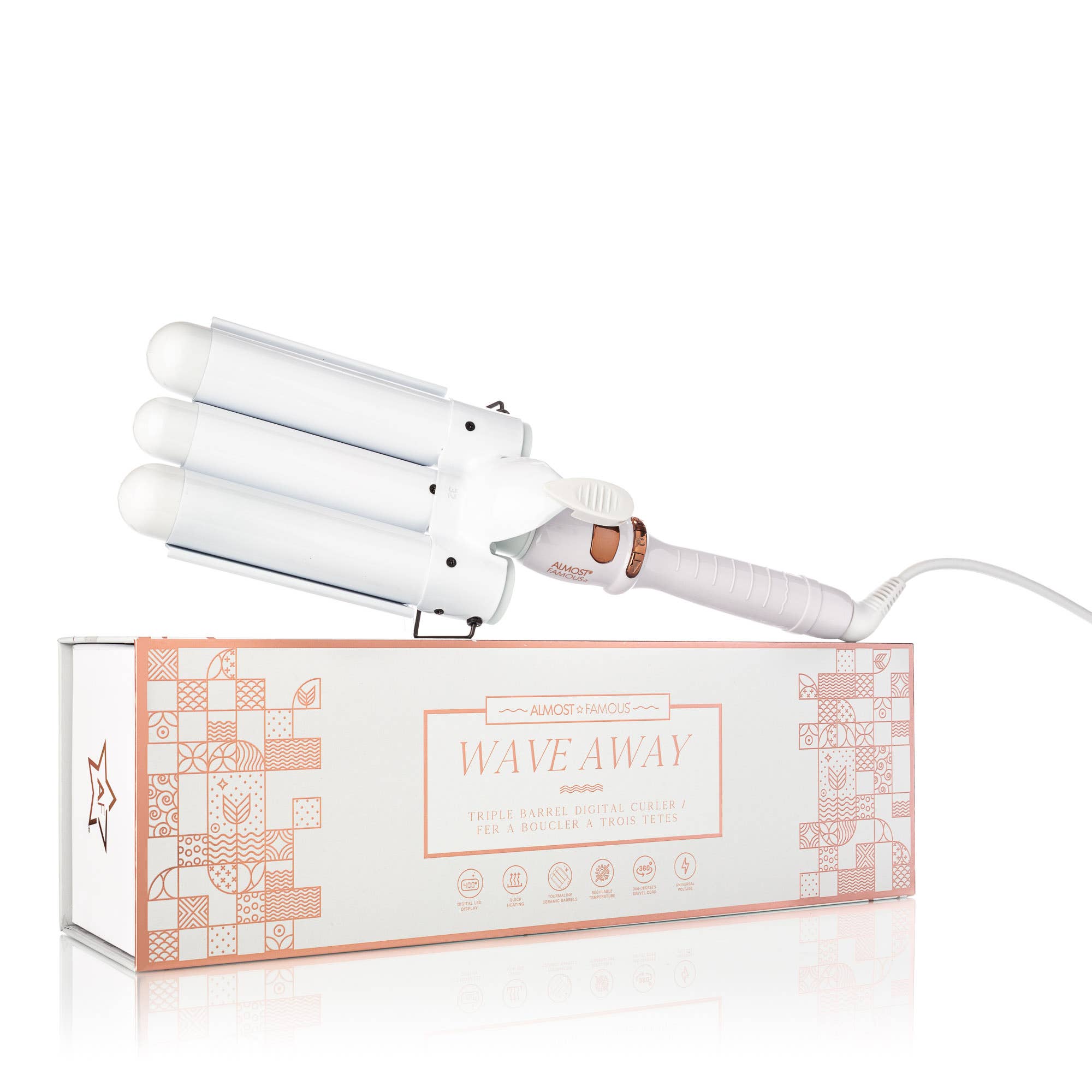 Hvid Triple Barrel Clip Curling System for engroshandel på Faire1