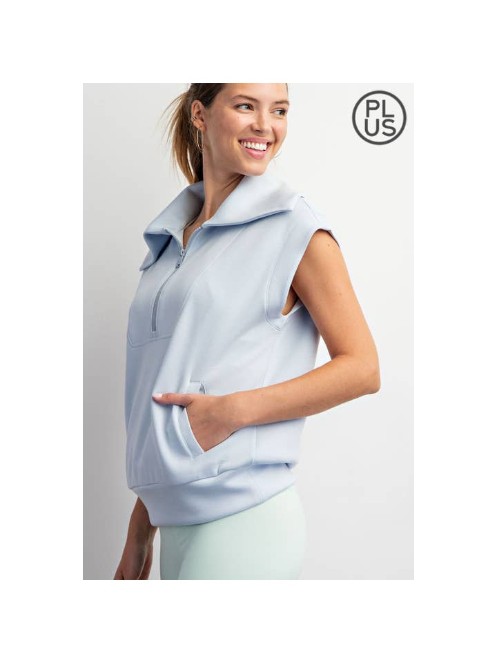 Rae Mode - Wholesale Athletic Top - Women's - PLUS SIZE MODAL SCUBA SHORT SLEEVE QUARTER ZIP TOP25