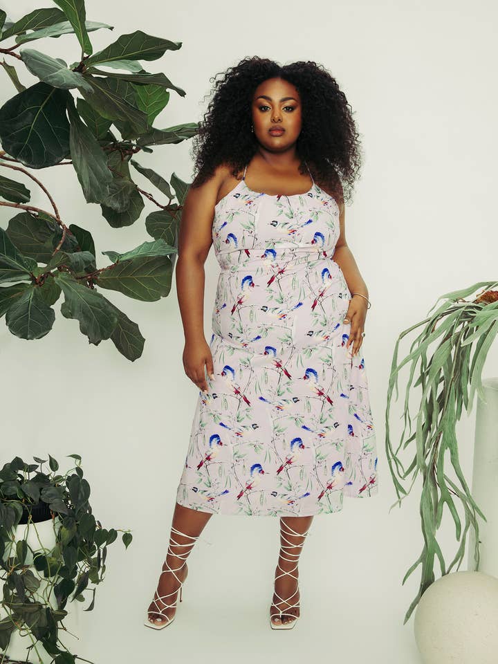 Vestido Estampado Lace-Up Costas por atacado de Hilary MacMillan