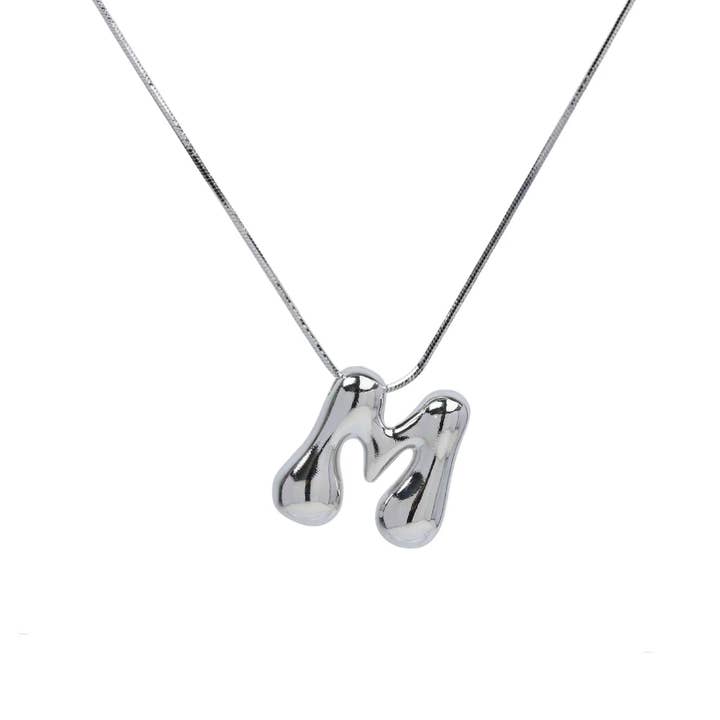 Initial Cz Waterdrop Necklace 18K Silver for wholesale by Savvy Bling