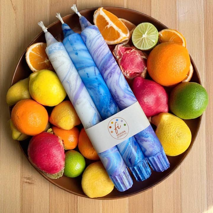 Kupkup HB. - Fi Design Studio Co. - Wholesale Pillar candle - Marbled Light | Velvet Dusk | 2.3x20 cm2