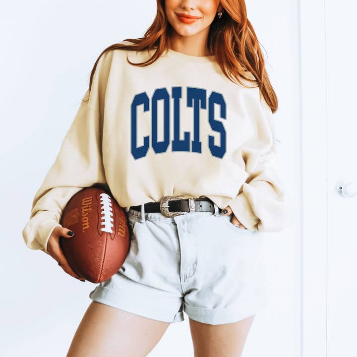 Limeberry Designs - Wholesale Graphic Sweatshirt - Women's - Colts Collegiate Letter Wholesale Graphic Sweatshirt + Hoodie1