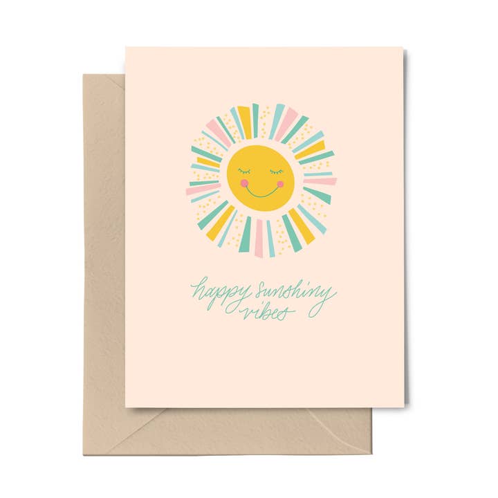 Notecard Set Of 8 - Happy Sunshiny Vibes for wholesale by Love Struck Lettering