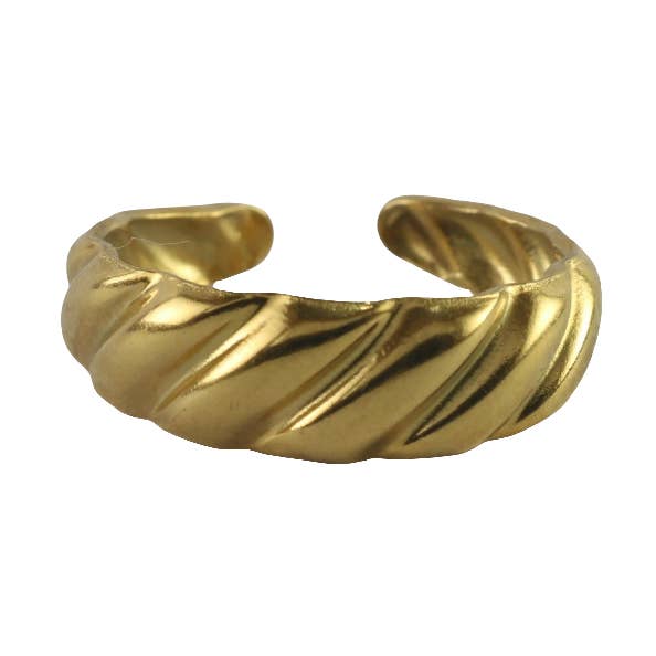 Anel Chunky ajustável em ouro, elegante minimalista por atacado de Positiva Jewelry