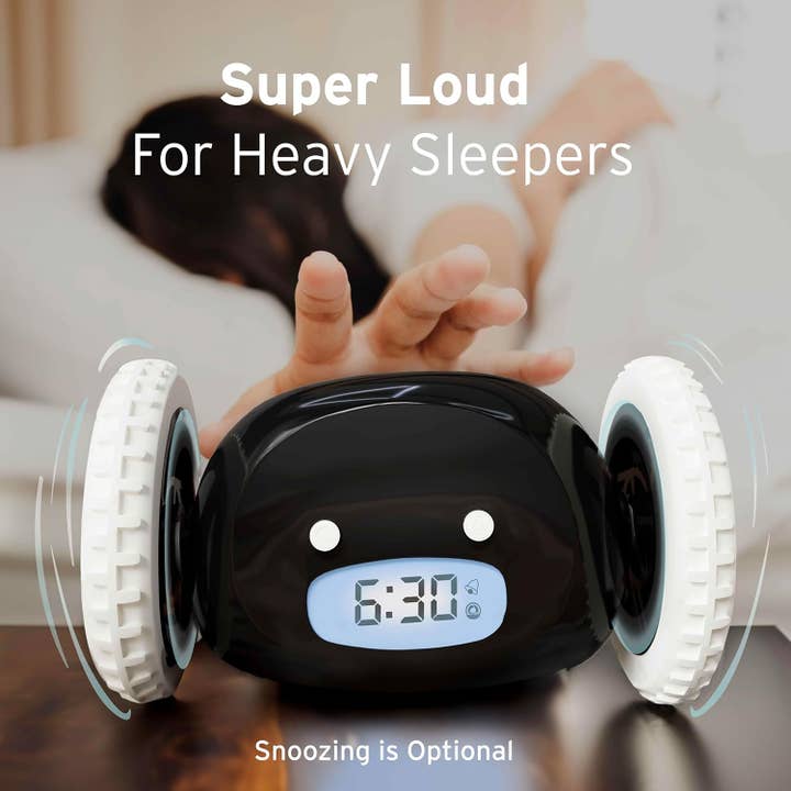 Clocky - Wholesale Alarm Clock - Loud Alarm Clock on Wheels for Heavy Sleepers (Black)5