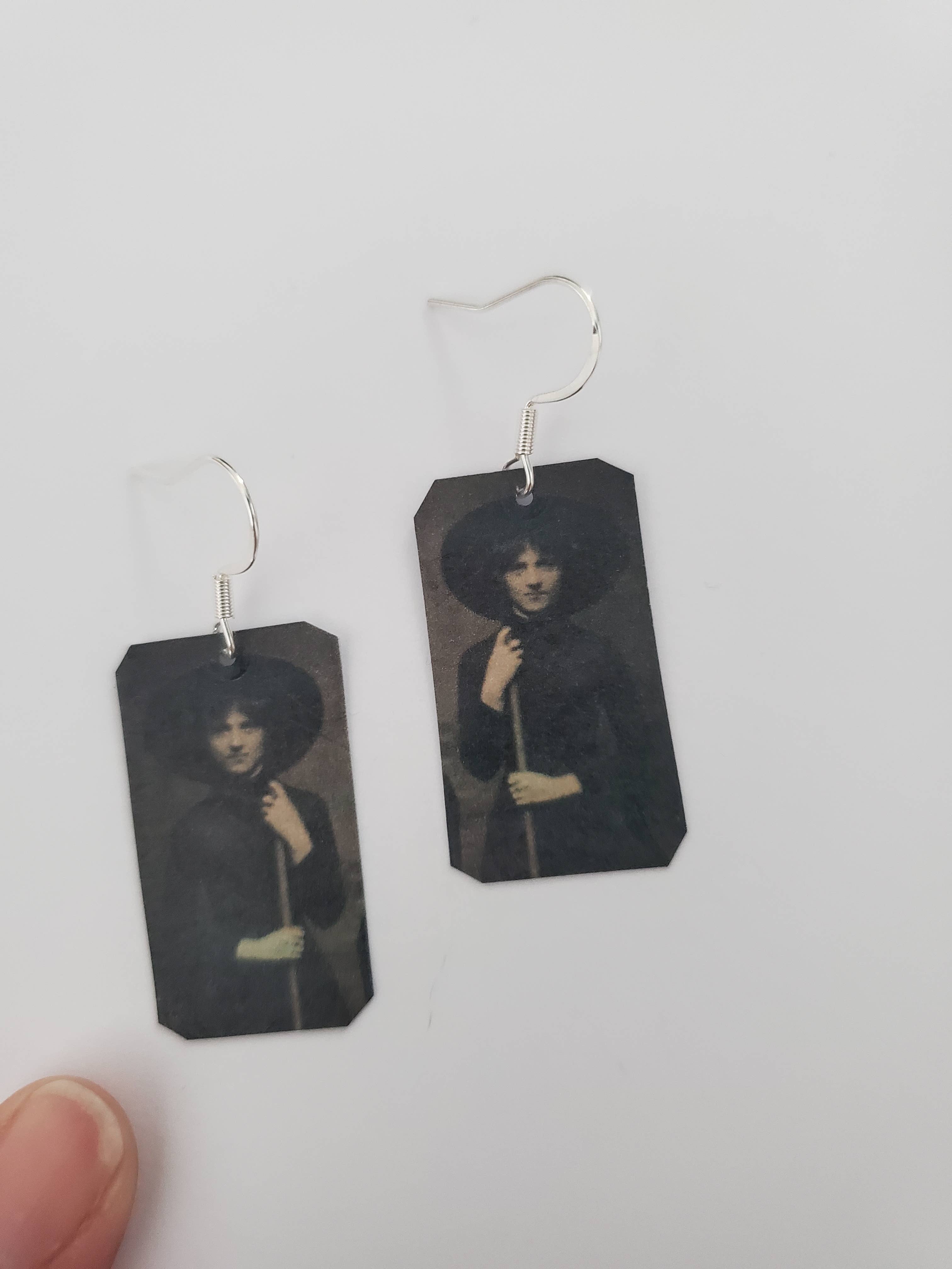 Sarah Wood Studio - Wholesale Dangle Earrings - Vintage Witch Earrings Single Witch with Broom1