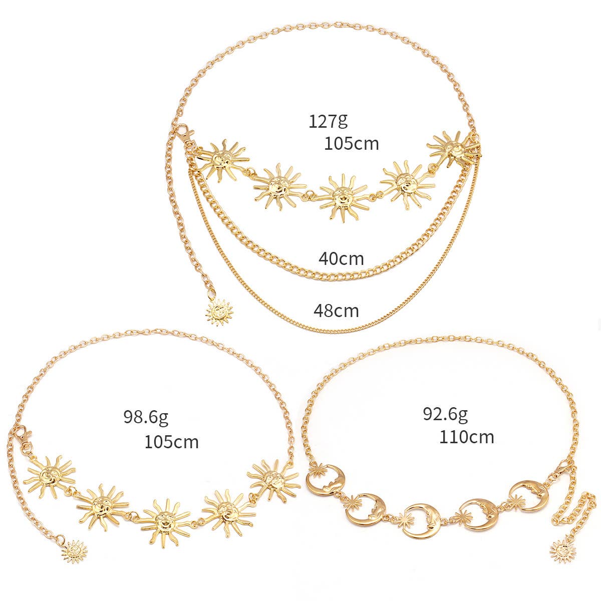 ACCITY - Wholesale Face/Body Chain - METAL SUNFLOWER WAIST CHAIN BODY CHAIN_CWMM065012