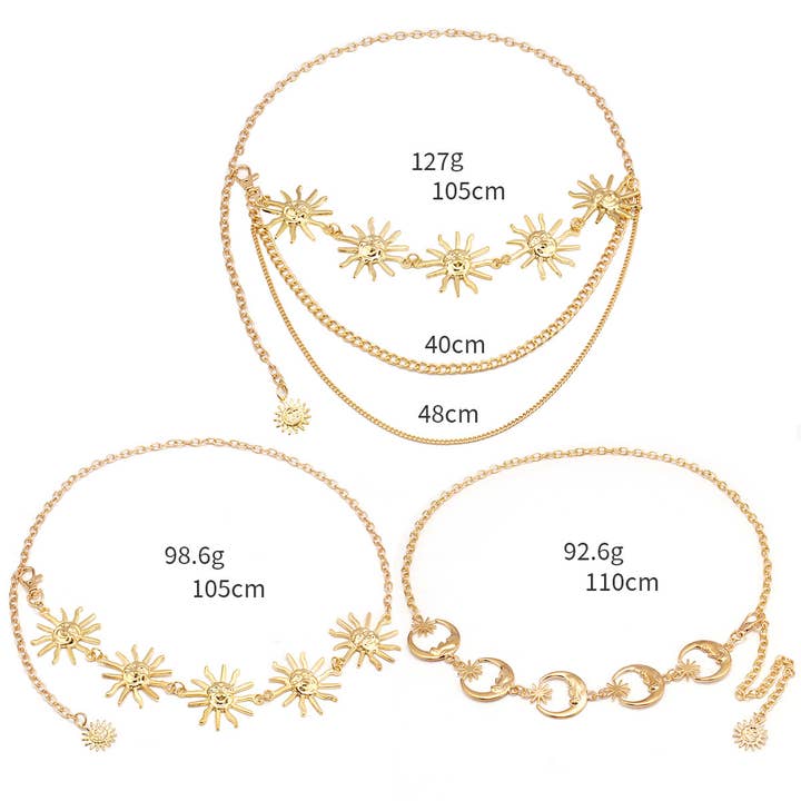 ACCITY - Wholesale Face/Body Chain - METAL SUNFLOWER WAIST CHAIN BODY CHAIN_CWMM065012