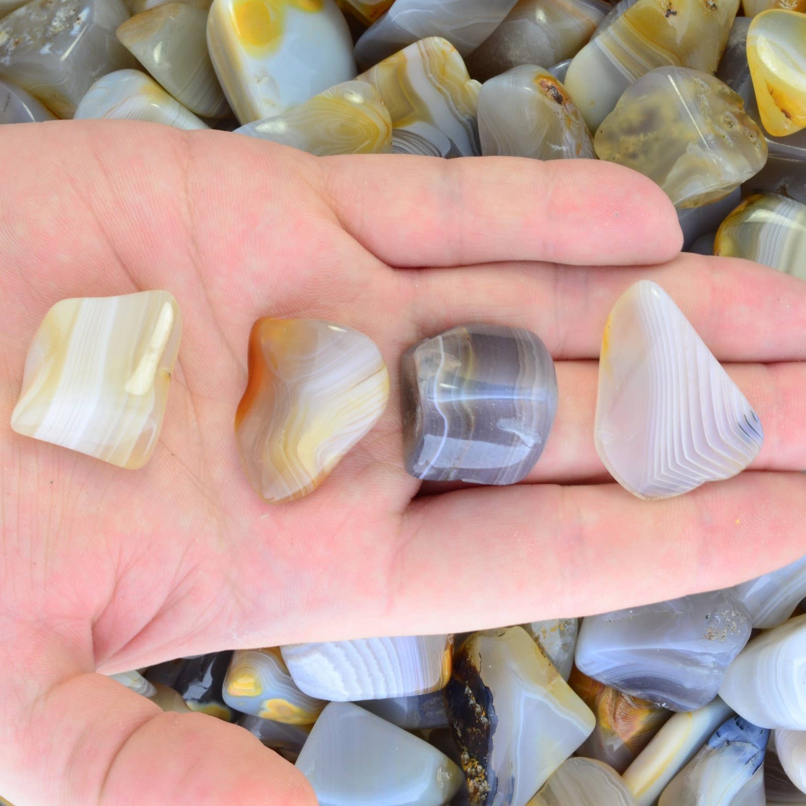 Fantasia Mining - Wholesale Spiritual Stone/Crystal - Tumbled Banded Agate - Madagascar (1 lb)1