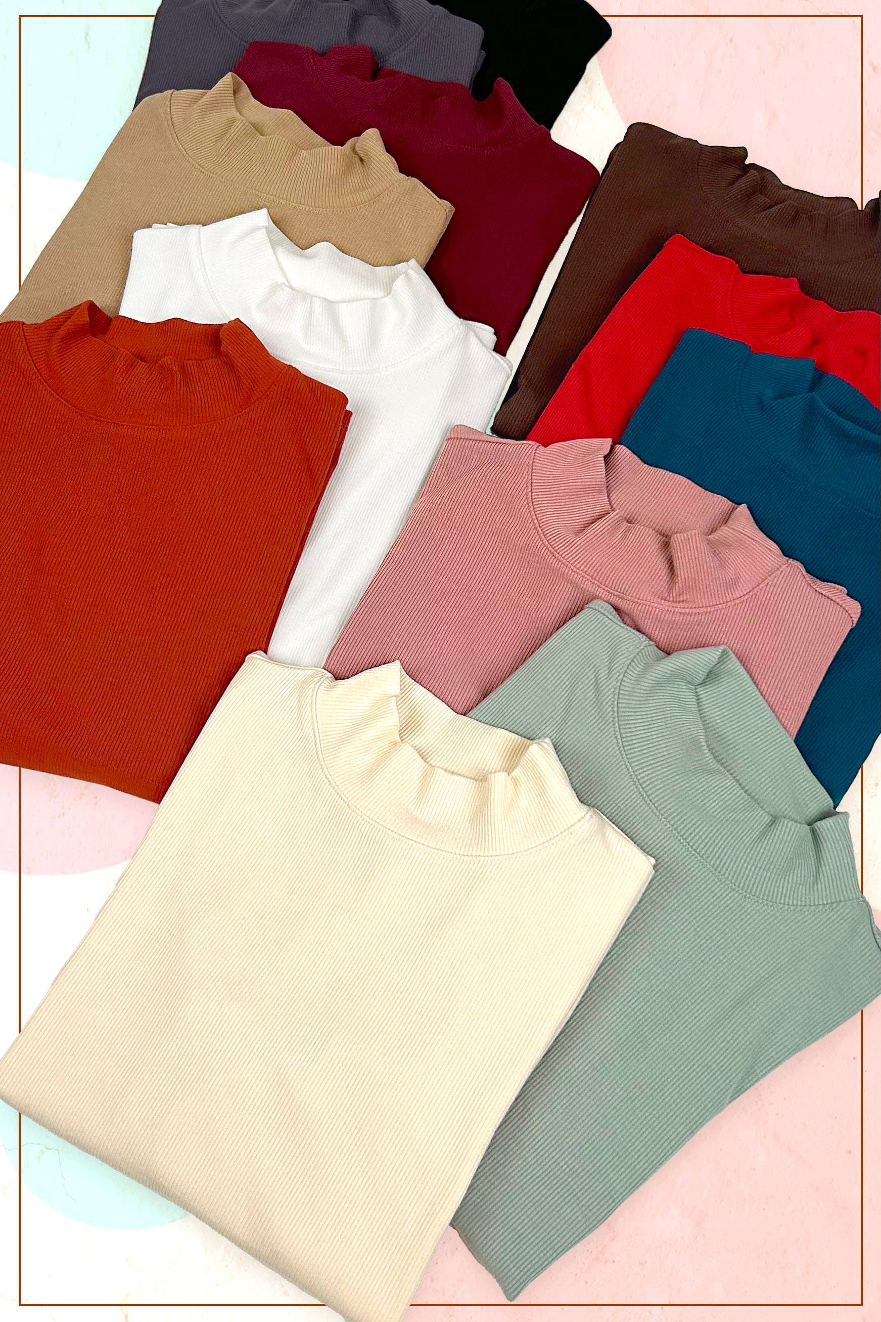 La Miel - Wholesale Gebreide top - Dames - MCT7699-Elastische geribbelde basistop met lange mouwen en ronde hals31