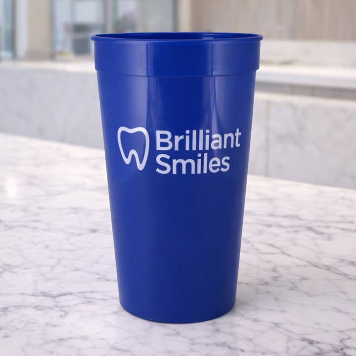 16 oz Plastic Stadium Cup – Reusable Branded Event Cup for wholesale by Stollen Moments Wholesale