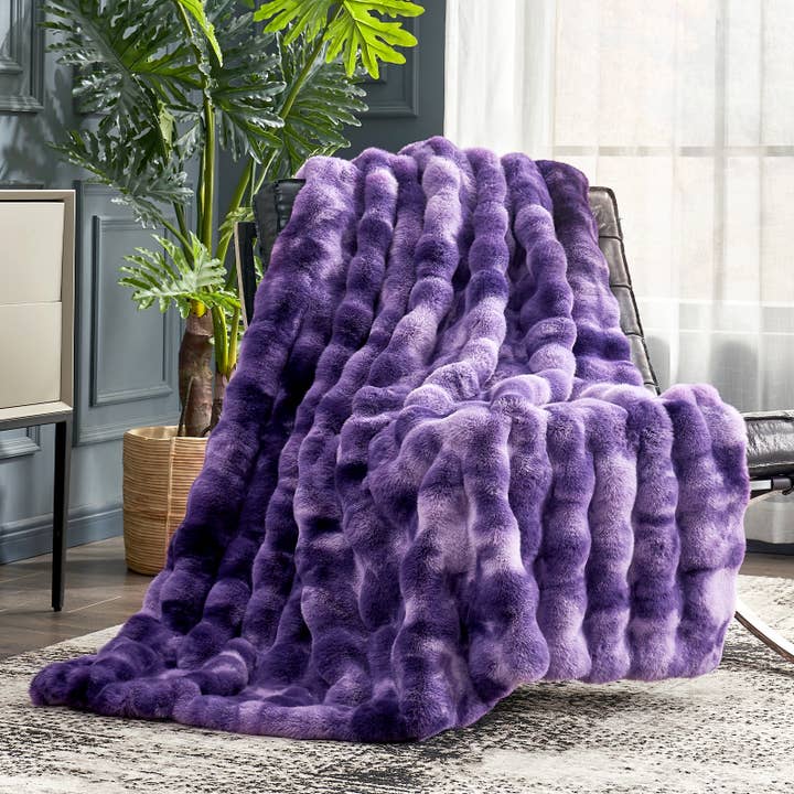 DreamValley - Wholesale Throw Blanket - CB Faux Fur Bubble Throw Blankets, Tie-dye Color, 60"x80" 15