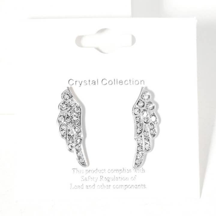 Sensibling Corp. - Wholesale Stud/Post Earrings - Crystal Wing Stud Earrings