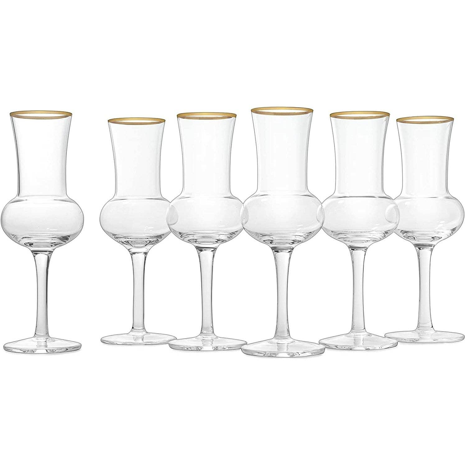 The Wine Savant /  Khen Glassware - Wholesale Cocktail/Liquor Glass - Crystal Grappa Glasses 3oz -Set of 6- In Gift Box2