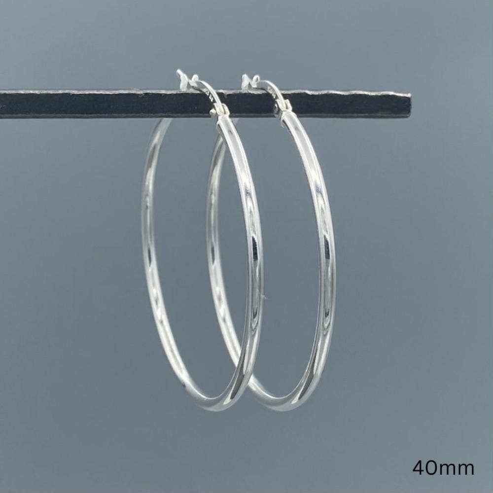 Something Silver - Vendita all'ingrosso Orecchini a cerchio - Orecchini a cerchio con chiusura francese in argento sterling da 2 mm6