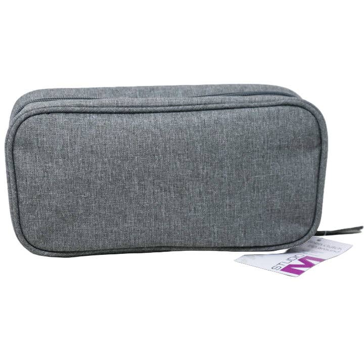 GREY LINEN ZIP AROUND COSMETIC BAG C/P 24 for wholesale by GreatBuy.com