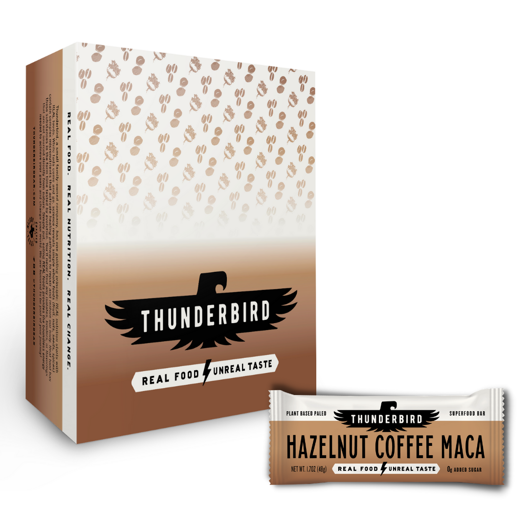 Thunderbird Real Food Bars - Wholesale Snack Bar - Hazelnut Coffee Maca - Box of 12 Bars1