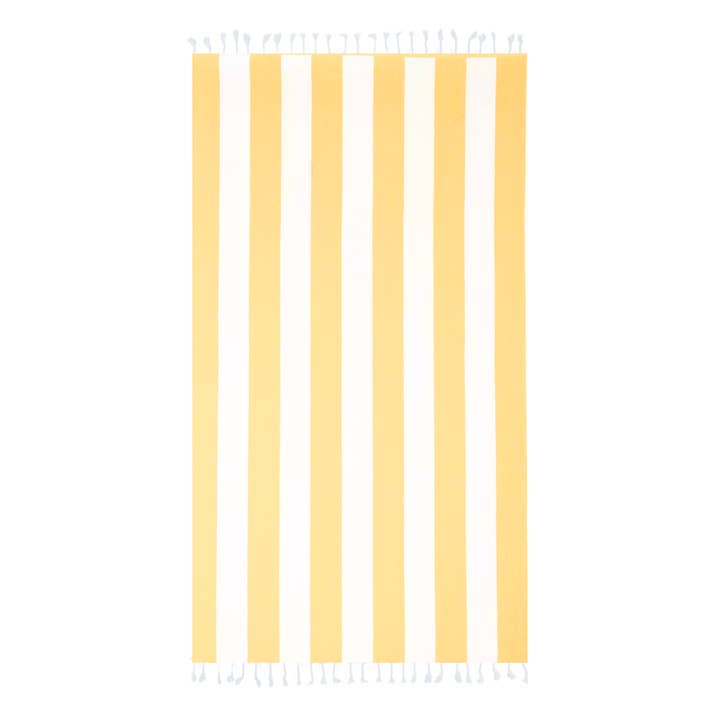 Shaka Love - Wholesale Beach towel - Cabana Yellow & White Striped Turkish Towel