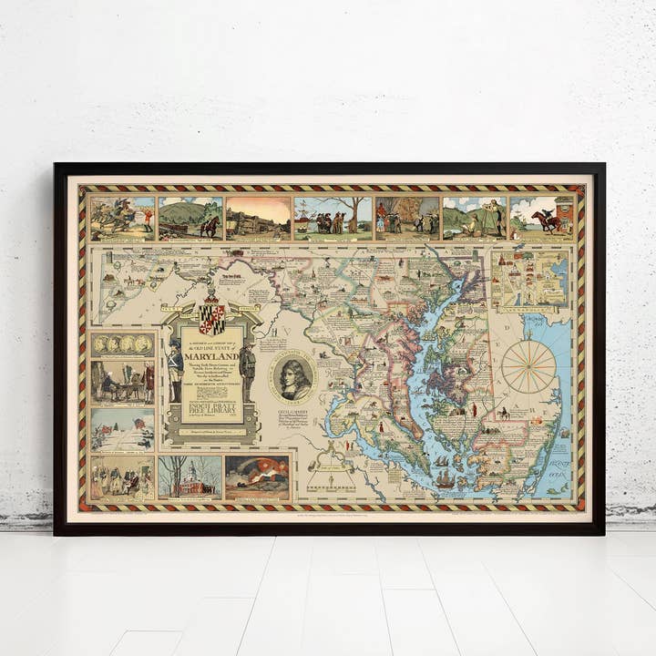 Vieille carte de l'histoire du comté du Maryland | Impression d'art mural vintage pour la vente par OldCityPrints - Old Maps and Posters