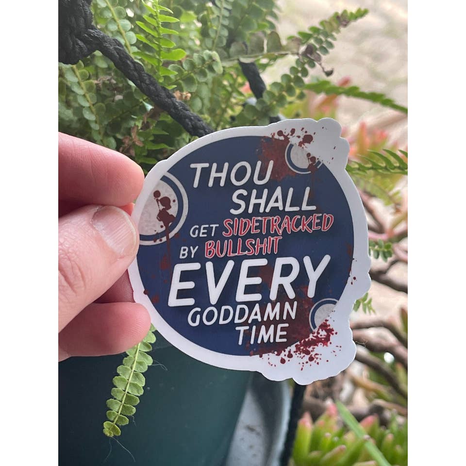 SIDETRACKED BY BULLSHIT Vinyl Sticker, Scifi Sticker, Geeky Gifts, Gifts for Gamers, Dystopian Stickers, Gifts for Bestie, Gifts for Brother for wholesale by Saturnalia Design Lab