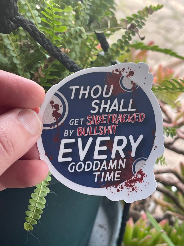 SIDETRACKED BY BULLSHIT Vinyl Sticker, Scifi Sticker, Geeky Gifts, Gifts for Gamers, Dystopian Stickers, Gifts for Bestie, Gifts for Brother for wholesale by Saturnalia Design Lab